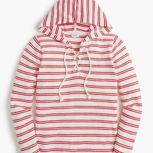 J.Crew Striped Lightweight Hoodie Towel Material Lace-Up Front